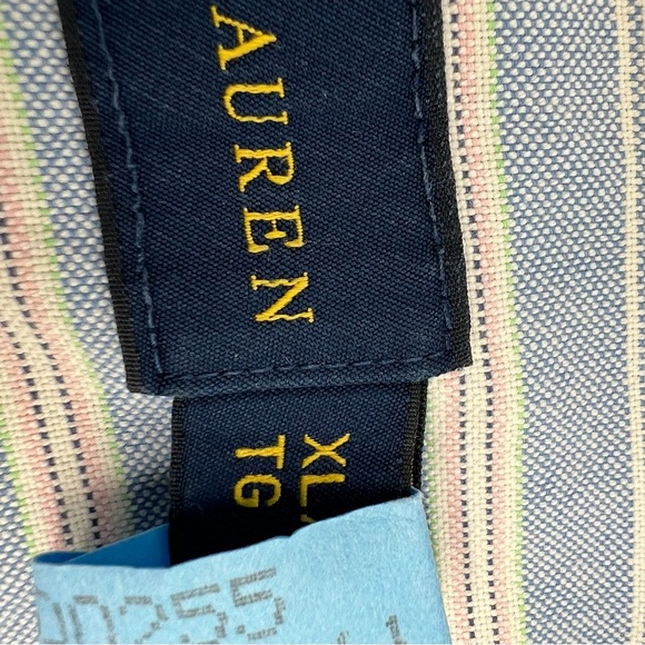 Polo by Ralph Lauren Men's Flesh Pony Blue, White & Pink Striped Shirt Size XL - Picture 4 of 11